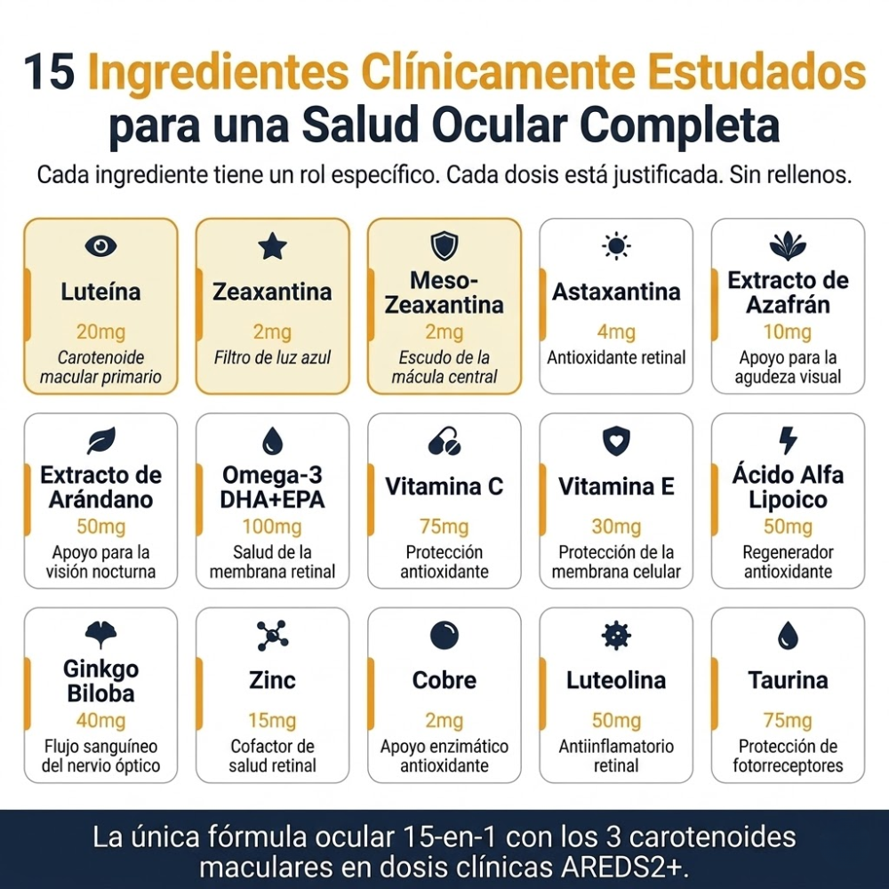 VisioPro 15 en 1 Fórmula avanzada para los ojos