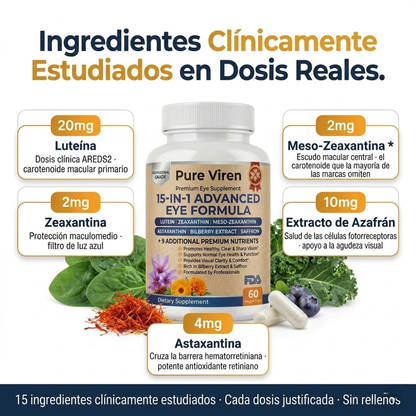 VisioPro 15 en 1 Fórmula avanzada para los ojos