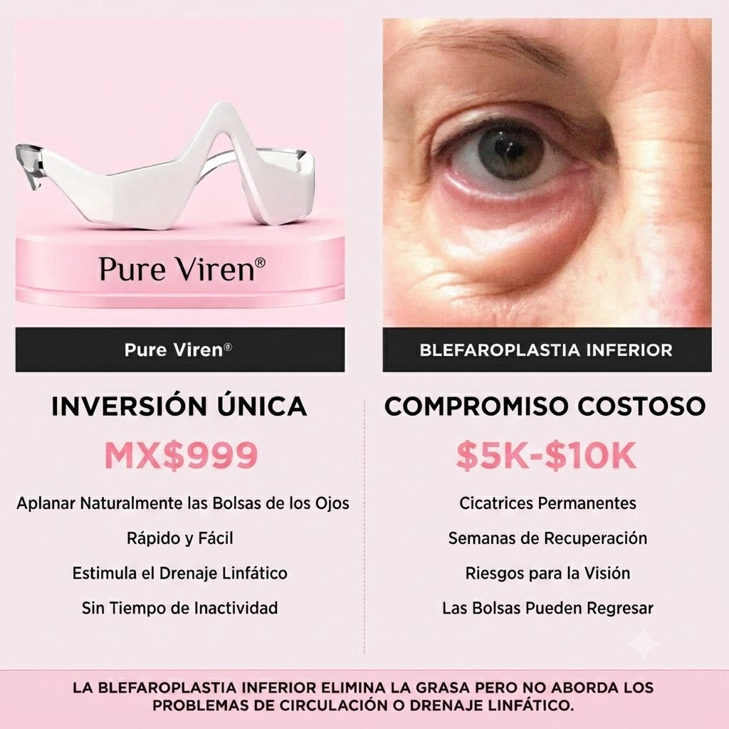 Pure Viren® 2 en 1 - terapia de luz roja + EMS para eliminar las bolsas de los ojos.